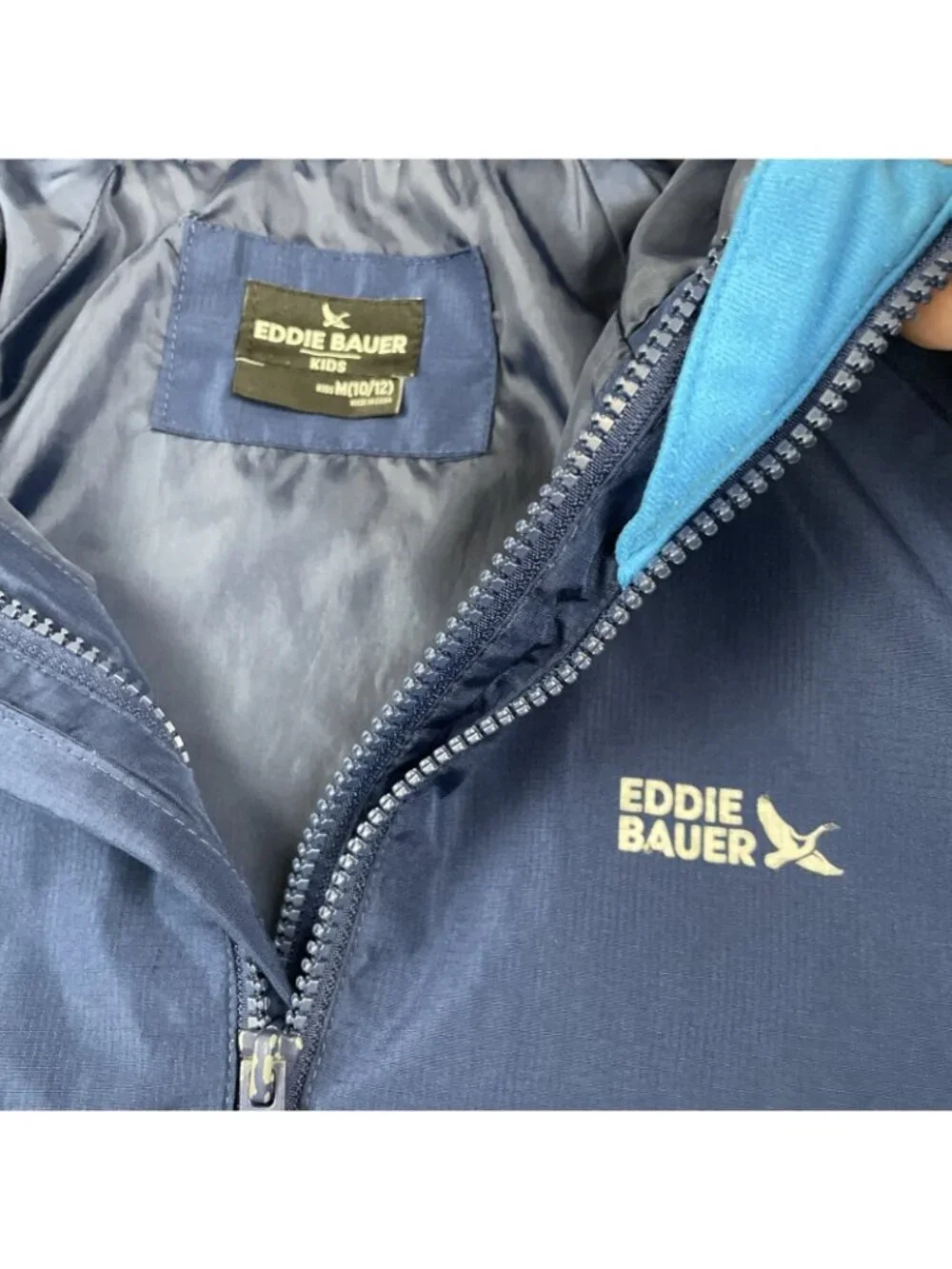 Eddie Bauer 3-in-1 Jacket Boys M (10/12) Blue Hooded Shell Only